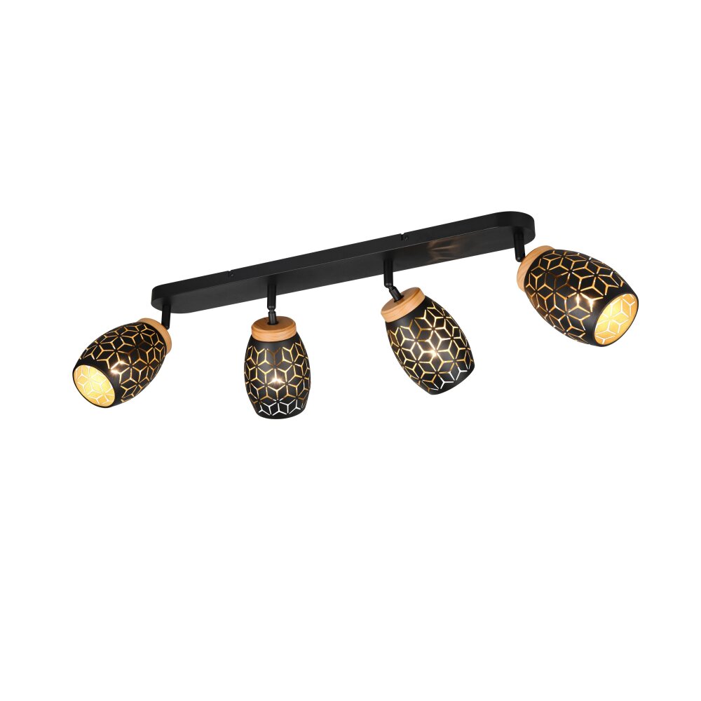 Illuminazione Reality Bidar Faretto da soffitto Nero-Oro, 4-Luci main product photo