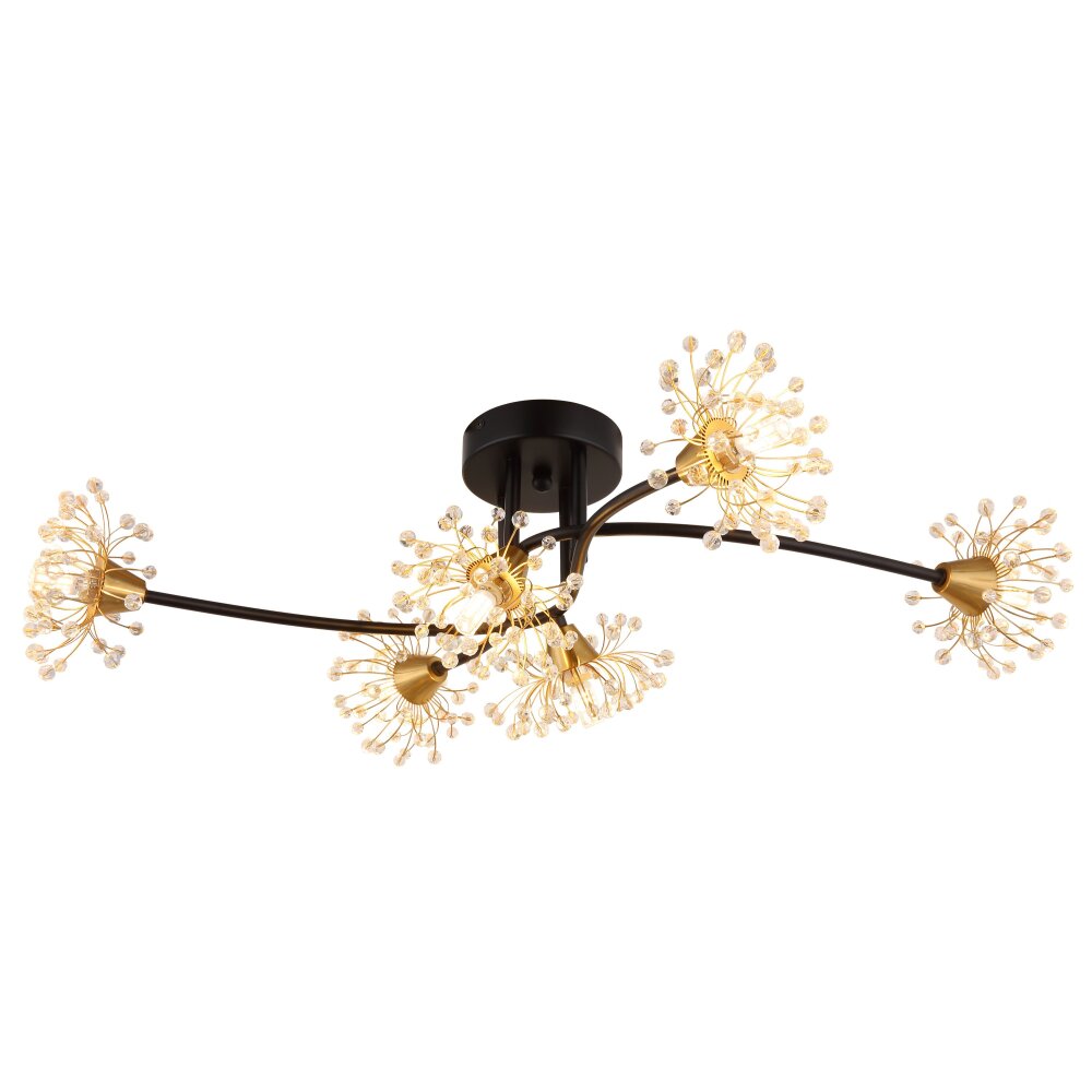 Illuminazione Globo Lighting Fiore Plafoniera Nero, 6-Luci main product photo