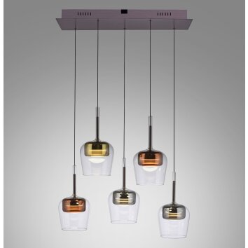 Paul Neuhaus Q-Serie Q-Kon Lampada a sospensione LED Marrone, 5-Luci, Telecomando