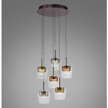 Paul Neuhaus Q-Serie Q-Kon Lampada a sospensione LED Marrone, 6-Luci, Telecomando