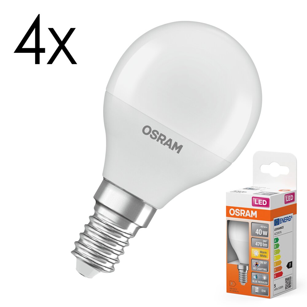 Illuminazione Osram E14 LED 4.9 Watt Bianco caldo 470 Lumen main product photo