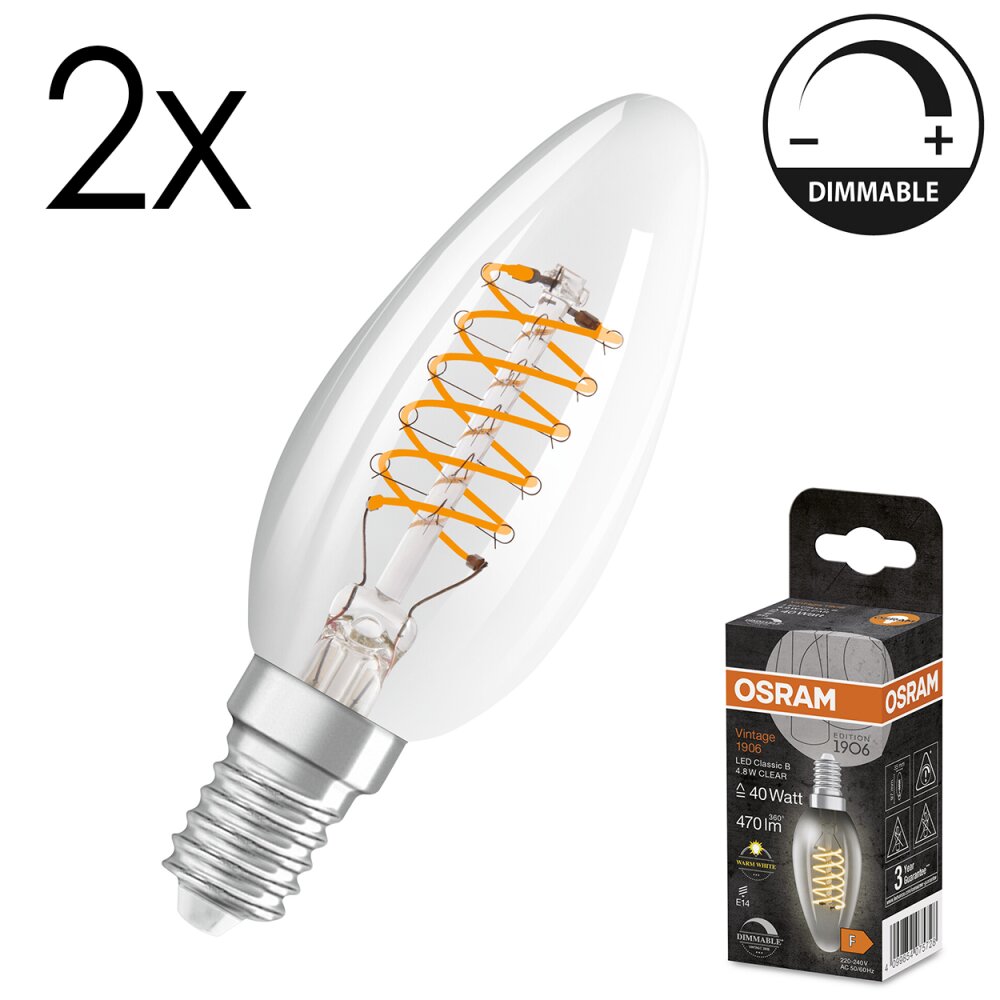 Illuminazione Osram E14 LED 4.8 Watt Bianco caldo dimmerabile 470 Lumen main product photo
