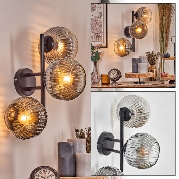 Ripoll Lampada a sfera, Applique Cromo, Chiaro, Grigio fumo, 3-Luci