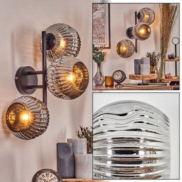 Ripoll Lampada a sfera, Applique Cromo, Grigio fumo, 3-Luci