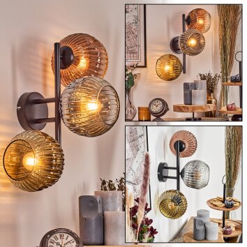 Ripoll Lampada a sfera, Applique Cromo, Oro, Chiaro, Ramato, Grigio fumo, 3-Luci