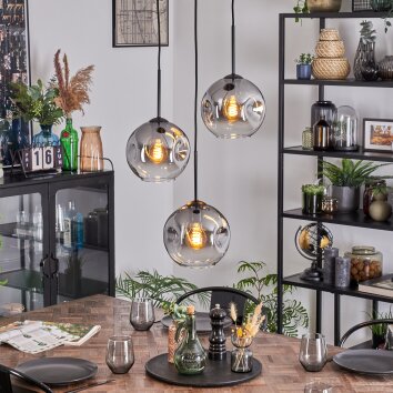 Ripoll Lampadario a sospensione, Lampada a sfera, Lampada a sospensione a cluster Chiaro, Grigio fumo, 3-Luci Ripoll Lampadario a sospensione, Lampada a sfera, Lampada a sospensione a cluster Chiaro, Grigio fumo, 3-Luci