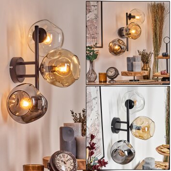 Ripoll Lampada a sfera, Applique Ambrato, Chiaro, Grigio fumo, 3-Luci