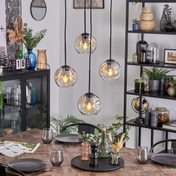 Ripoll Lampadario a sospensione, Lampada a sfera, Lampada a sospensione a cluster Ambrato, Chiaro, 4-Luci