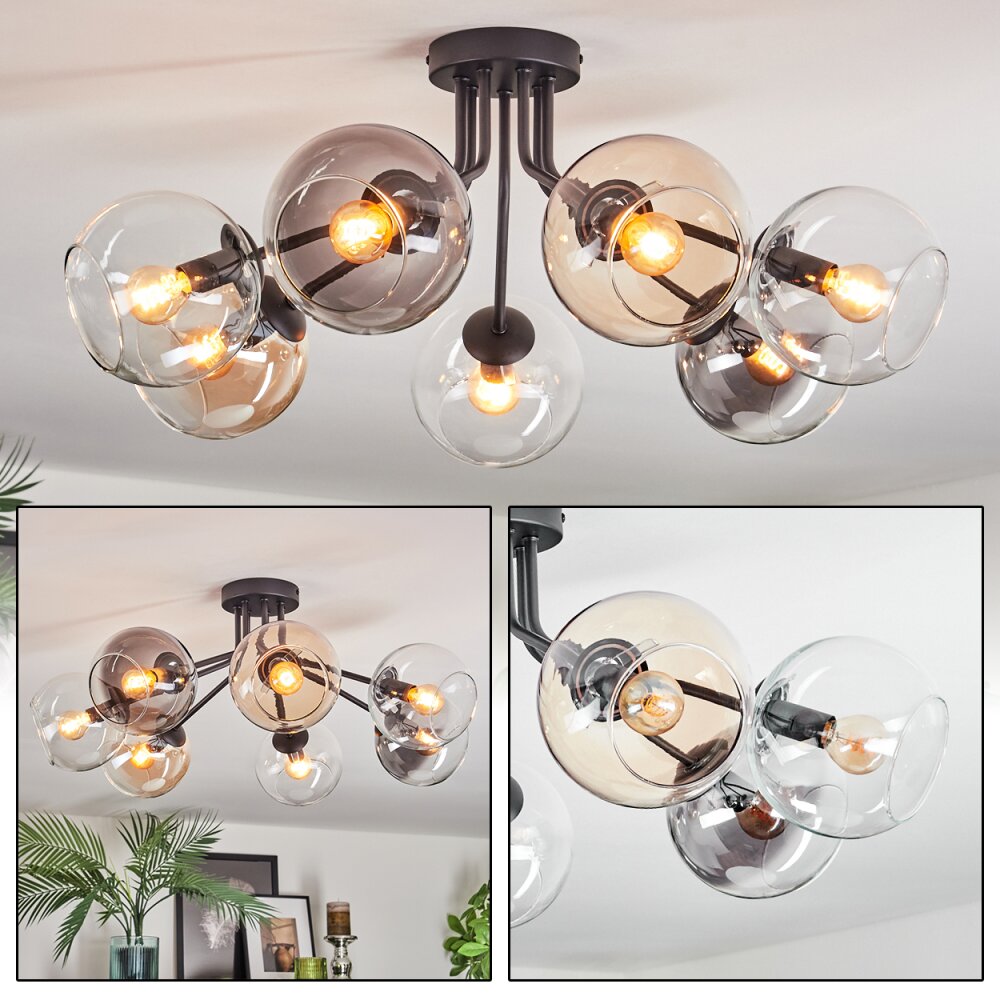 Koyoto Plafoniera, Lampada a sfera 82 cm Ambrato, Chiaro, Grigio fumo, 7-Luci main product photo