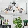 Koyoto Plafoniera, Lampada a sfera 82 cm Ambrato, Chiaro, Grigio fumo, 7-Luci