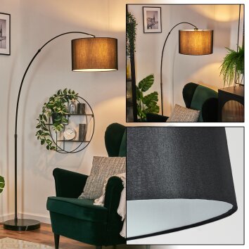 Soungou Lampada da terra, Lampade ad arco Cromo, Nero, 1-Luce