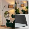 Bassagoda Lampada da terra, Lampade ad arco Cromo, Nero, 1-Luce, Paralume in tessuto