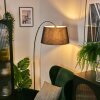 Bassagoda Lampada da terra, Lampade ad arco Cromo, Nero, 1-Luce, Paralume in tessuto