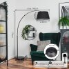 Bassagoda Lampada da terra, Lampade ad arco Cromo, Nero, 1-Luce, Paralume in tessuto