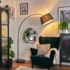 Bassagoda Lampada da terra, Lampade ad arco Cromo, Nero, 1-Luce, Paralume in tessuto