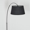 Bassagoda Lampada da terra, Lampade ad arco Cromo, Nero, 1-Luce, Paralume in tessuto