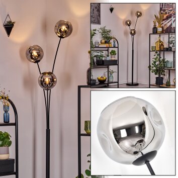 Ripoll Lampada a sfera, Lampada da terra Cromo, Grigio fumo, 3-Luci