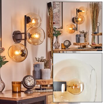 Koyoto Lampada a sfera, Applique Ambrato, Chiaro, 3-Luci