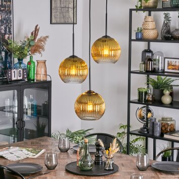 Koyoto Lampadario a sospensione, Lampada a sfera, Lampada a sospensione a cluster 30 cm Oro, Chiaro, 3-Luci Koyoto Lampadario a sospensione, Lampada a sfera, Lampada a sospensione a cluster 30 cm Oro, Chiaro, 3-Luci