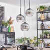 Koyoto Lampadario a sospensione, Lampada a sfera, Lampada a sospensione a cluster 30 cm Chiaro, Grigio fumo, 3-Luci