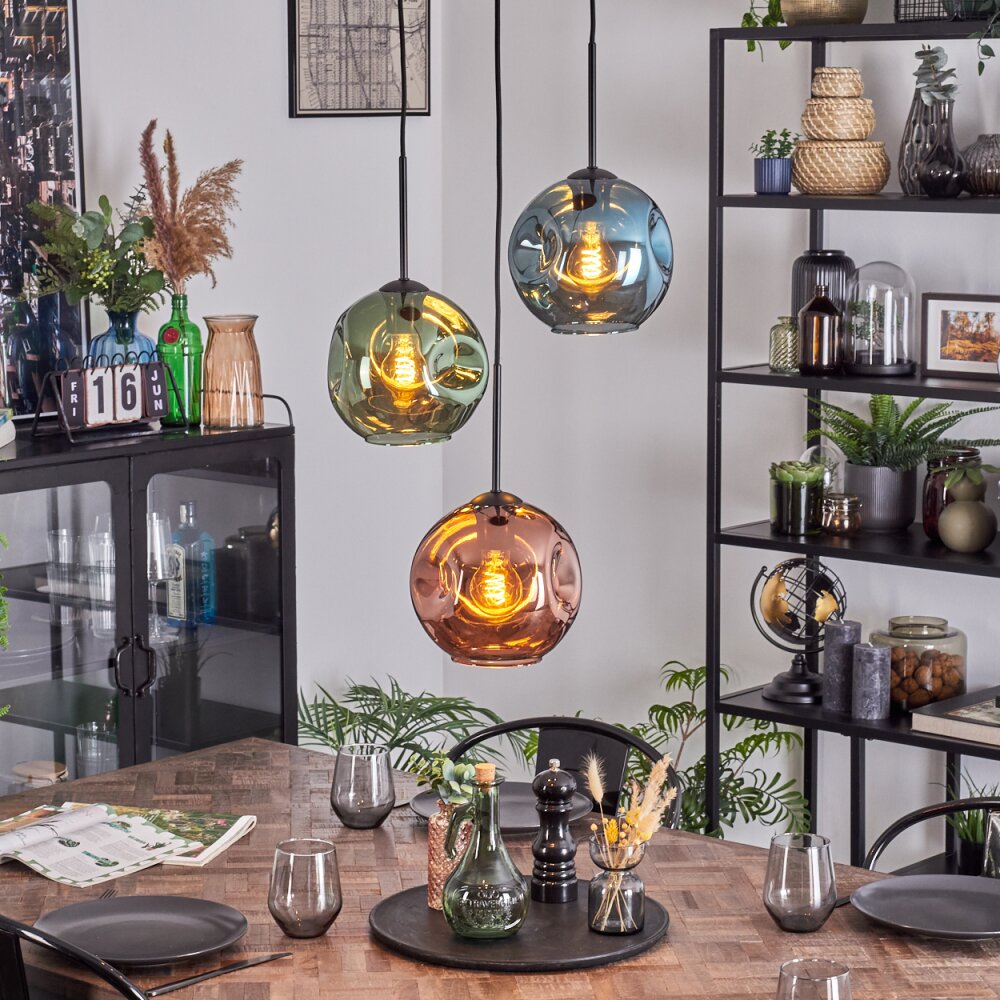 Ripoll Lampadario a sospensione, Lampada a sfera, Lampada a sospensione a cluster Blu, Verde, Ramato, 3-Luci main product photo