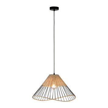 Leuchten-Direkt REED Lampada a Sospensione Legno chiaro, Nero, 1-Luce