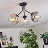 Koyoto Plafoniera, Lampada a sfera 42 cm Ambrato, Chiaro, Grigio fumo, 3-Luci