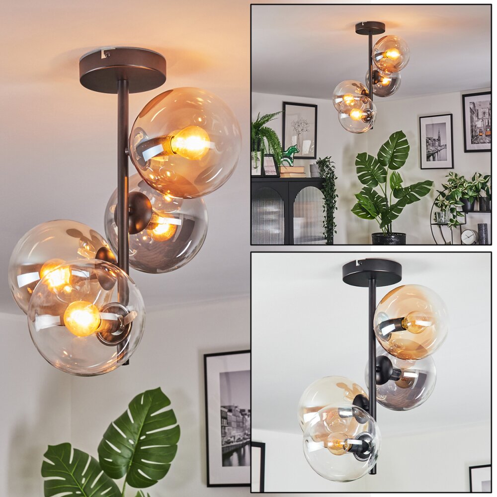 Gastor Plafoniera, Lampada a sfera 32 cm Ambrato, Chiaro, Grigio fumo, 4-Luci main product photo