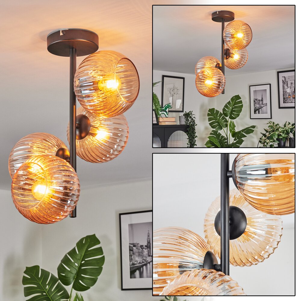 Koyoto Plafoniera, Lampada a sfera Ambrato, 4-Luci main product photo