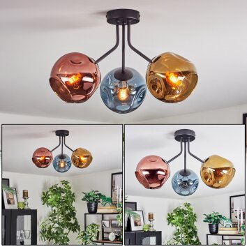 Ripoll Plafoniera, Lampada a sfera Blu, Oro, Ramato, 3-Luci