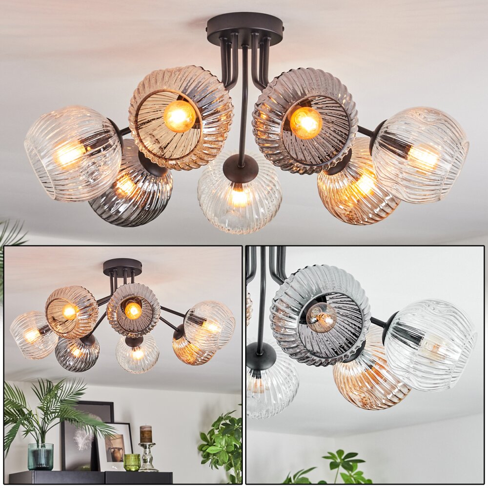 Ripoll Plafoniera, Lampada a sfera Ambrato, Chiaro, Grigio fumo, 7-Luci main product photo