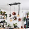 Gastor Lampadario a sospensione, Lampada a sfera, Lampada a sospensione Ambrato, Cromo, Ramato, Grigio fumo, 6-Luci