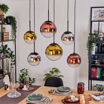 Gastor Lampadario a sospensione, Lampada a sfera, Lampada a sospensione Cromo, Oro, Chiaro, Ramato, Grigio fumo, 6-Luci