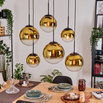 Gastor Lampadario a sospensione, Lampada a sfera, Lampada a sospensione Oro, Chiaro, 6-Luci