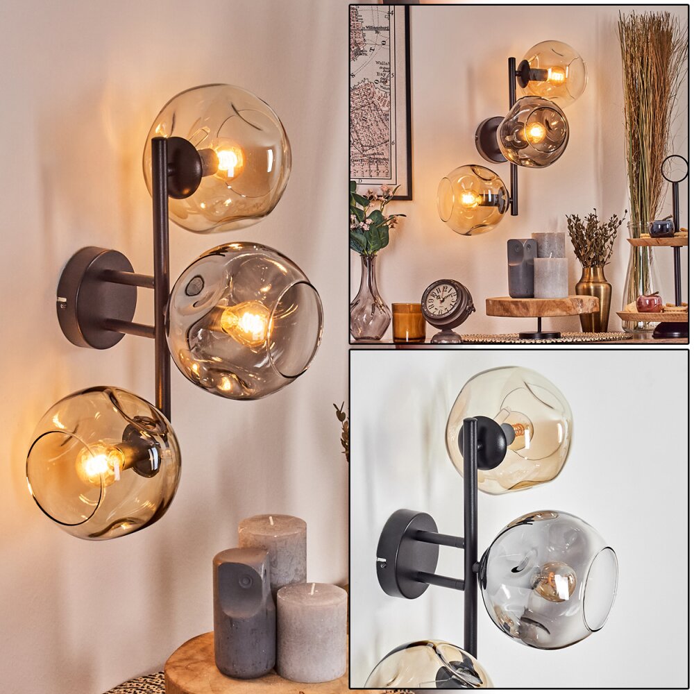 Ripoll Lampada a sfera, Applique Ambrato, Chiaro, Grigio fumo, 3-Luci main product photo