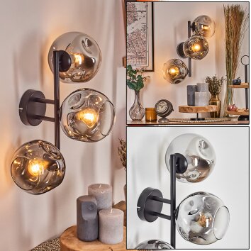Ripoll Lampada a sfera, Applique Cromo, Chiaro, Grigio fumo, 3-Luci