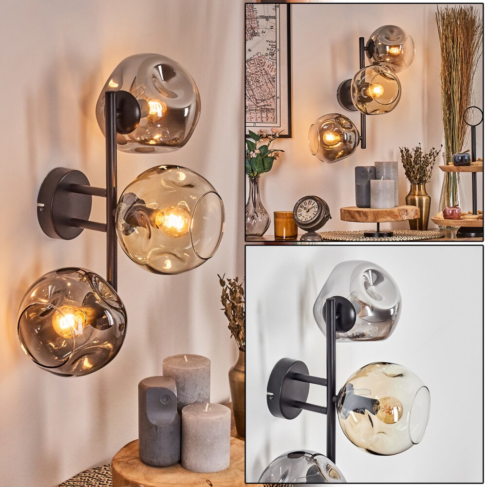 Ripoll Lampada a sfera, Applique Ambrato, Chiaro, Grigio fumo, 3-Luci main product photo