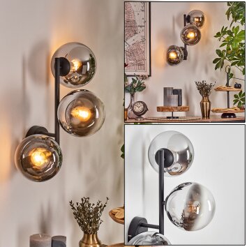 Gastor Lampada a sfera, Applique Cromo, Chiaro, Grigio fumo, 3-Luci