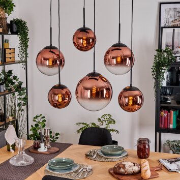 Gastor Lampadario a sospensione, Lampada a sfera, Lampada a sospensione Chiaro, Ramato, 6-Luci