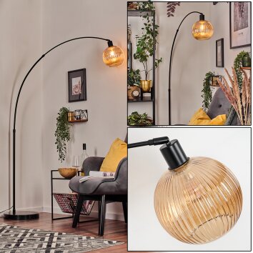 Koyoto Lampada da terra, Lampade ad arco Nero, 1-Luce