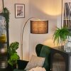 Bassagoda Lampada da terra, Lampade ad arco Ottone, Nero, 1-Luce, Paralume in tessuto