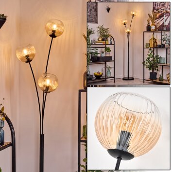 Koyoto Lampada a sfera, Lampada da terra Ambrato, Chiaro, 3-Luci