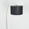 Soungou Lampada da terra, Lampade ad arco Cromo, Nero, 1-Luce, Paralume in tessuto