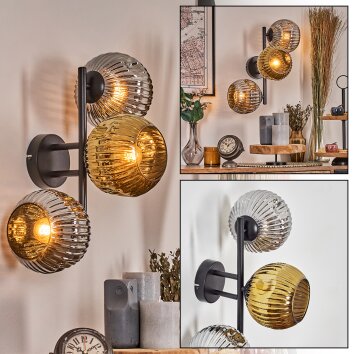 Ripoll Lampada a sfera, Applique Cromo, Oro, Grigio fumo, 3-Luci