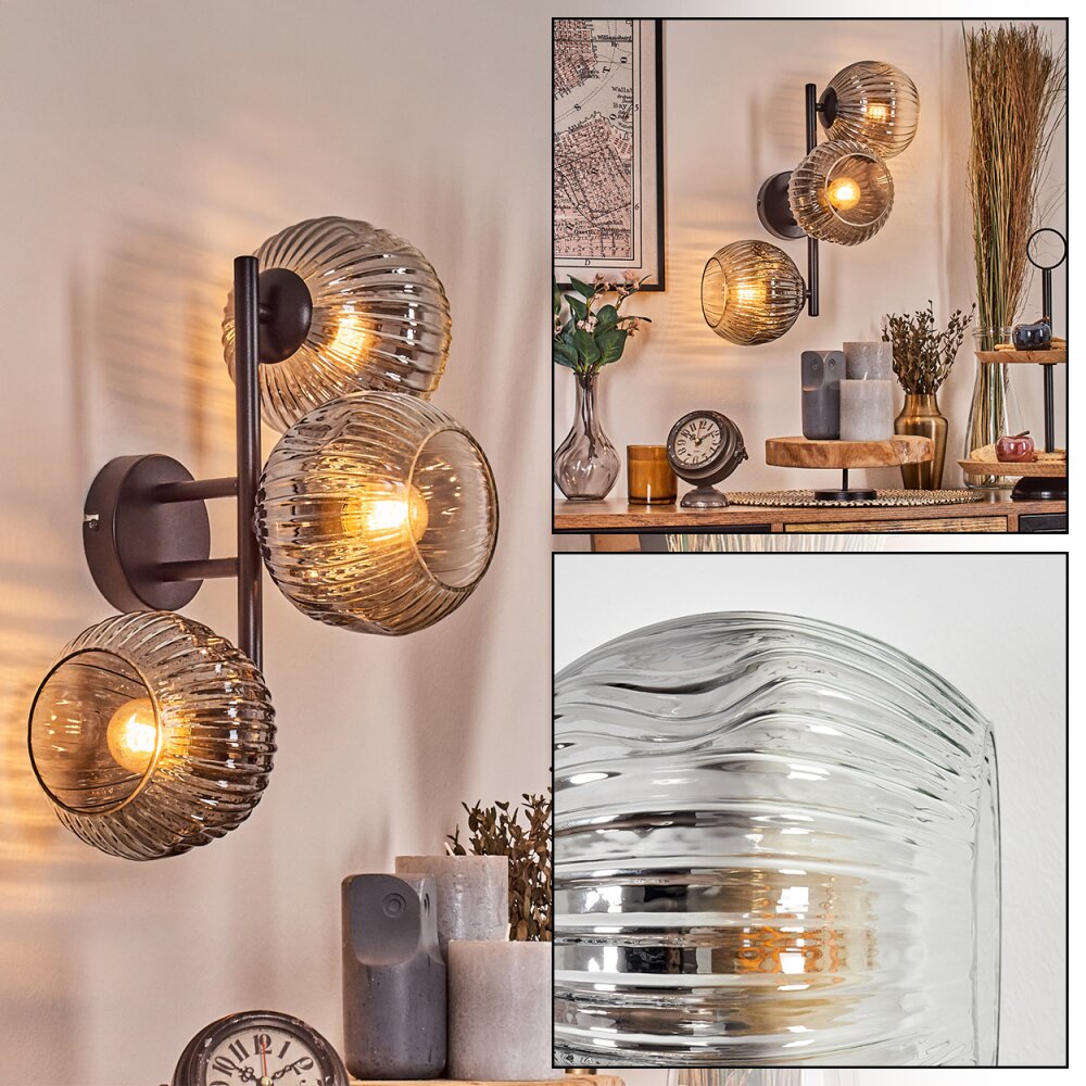Ripoll Lampada a sfera, Applique Chiaro, Grigio fumo, 3-Luci main product photo
