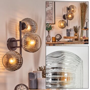 Ripoll Lampada a sfera, Applique Chiaro, Grigio fumo, 3-Luci