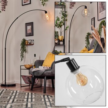 Koyoto Lampada da terra, Lampade ad arco Nero, 1-Luce