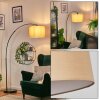 Soungou Lampada da terra, Lampade ad arco Nero, 1-Luce, Paralume in tessuto