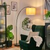 Soungou Lampada da terra, Lampade ad arco Nero, 1-Luce, Paralume in tessuto