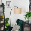 Soungou Lampada da terra, Lampade ad arco Nero, 1-Luce, Paralume in tessuto